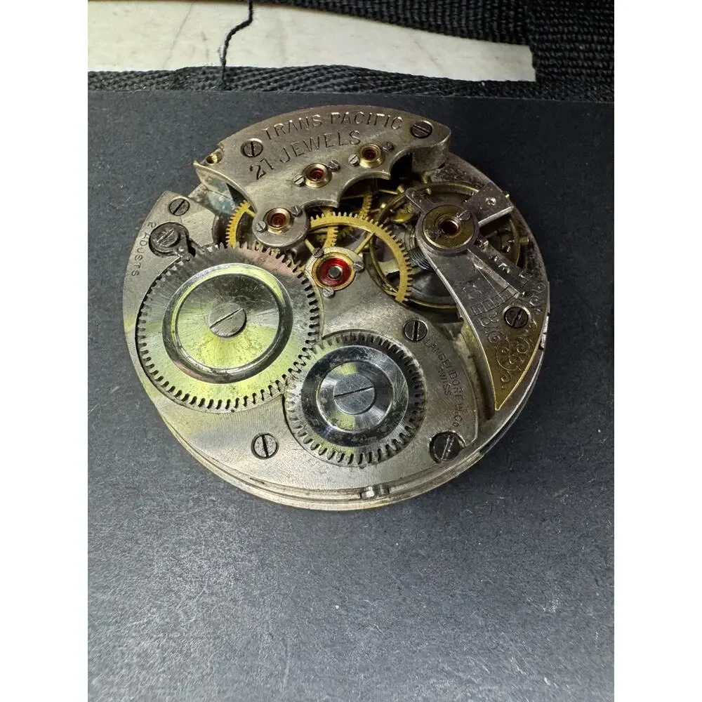 Vintage Trans Pacific 21 Jewels Pocket Watch Movement Langendorf Swiss